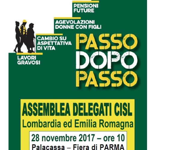 Pensioni: martedì 28 novembre assemblea delegati Cisl a Parma con Annamaria Furlan