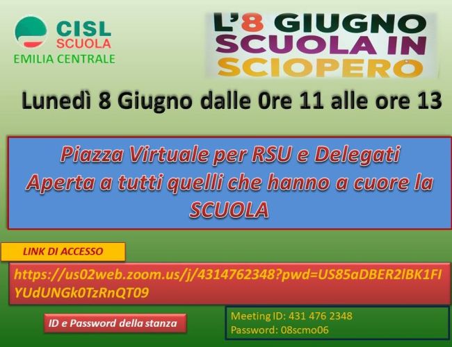Scuola: lunedì 8 giugno sciopero per tornare in classe in sicurezza
