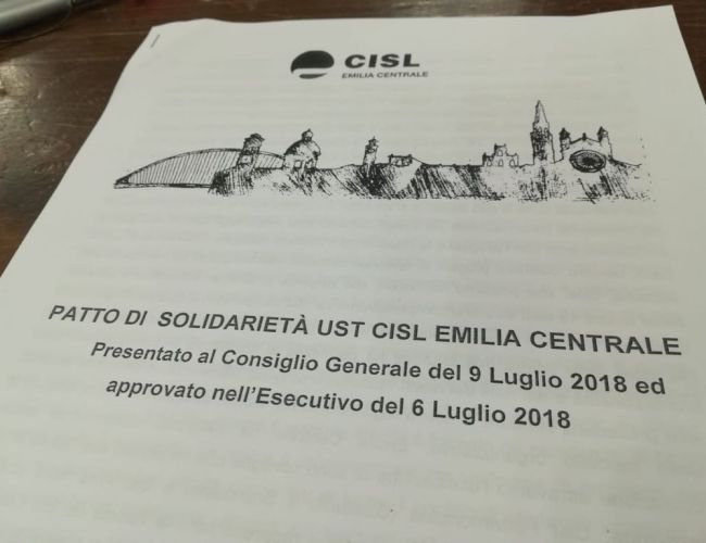 Approvato il Patto di solidarietà della Cisl Emilia Centrale