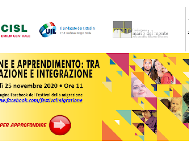 Festival Migrazione: mercoledì 25 novembre iniziativa Cgil Cisl Uil con gli studenti