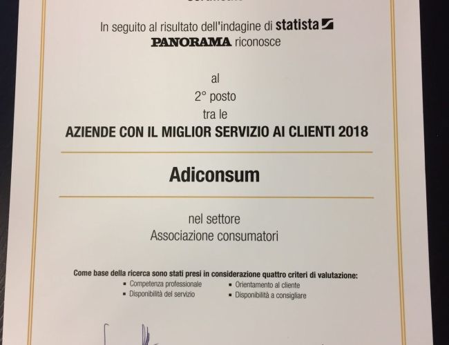 Adiconsum al secondo posto tra le associazioni dei consumatori