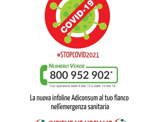 Covid: numero verde Adiconsum per chiarimenti, dubbi e informazioni