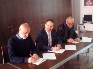 Da sin. Giorgio Benincasa (Cgil), Alberto Bellelli (sindaco Carpi) e Claudio Mattiello (Cisl)